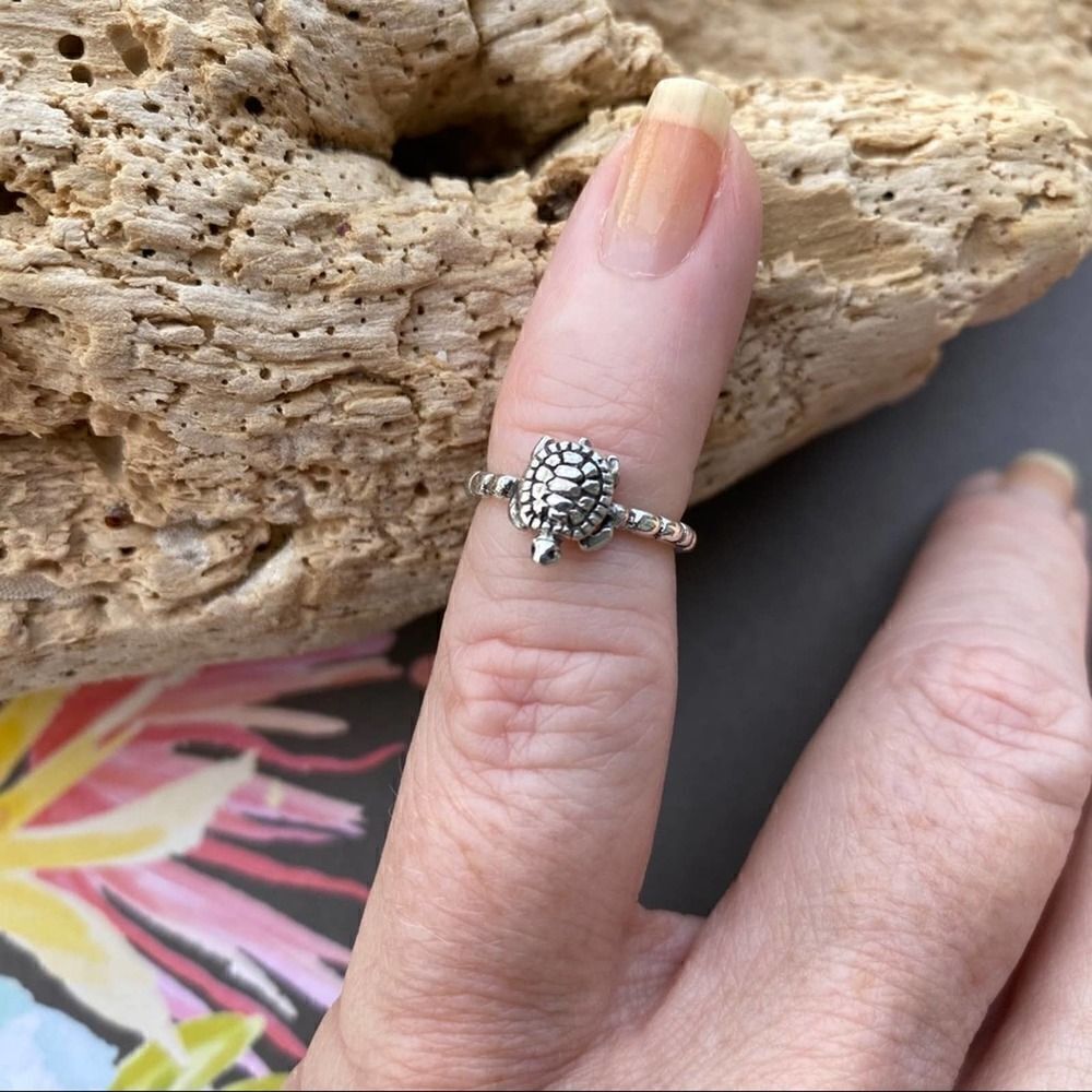 Turtle Sterling Silver Toe Ring Midi Ring - Picture 2 of 3